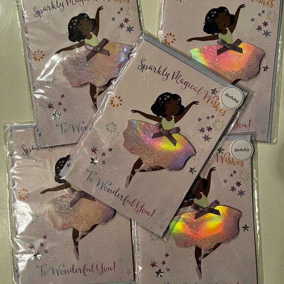 Birthday Cards for Kids - Ballerina (Lots of 5 / NEW)‎ - Picture 1 of 13
